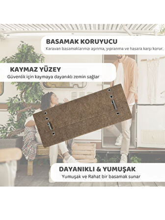 Beylini Dayanıklı Karavan Basamak Halısı Kolay Temizlenebilir Yırtılmaz Koruyucu Adım Halısı (45x45 Deve Tüyü)