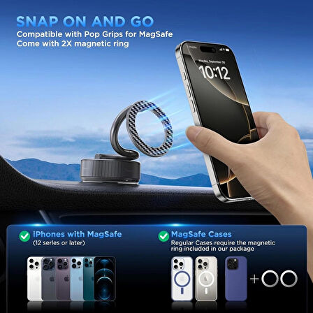 Metal Katlanabilir Karbon Fiber Magsafe Mıknatıslı Araç Telefon Tutucu  360° Dönebilir Kilitli Vakum