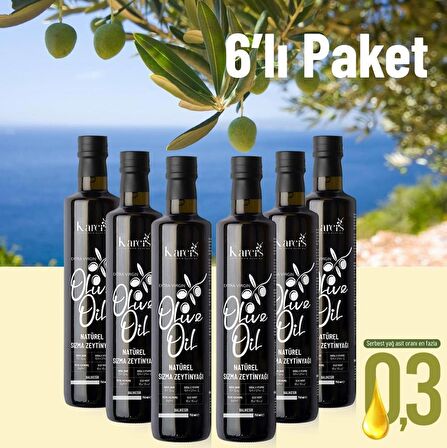 Karci's 0,3 Soğuk Sıkım Natürel Sızma Zeytinyağı 750 ml 6'lı