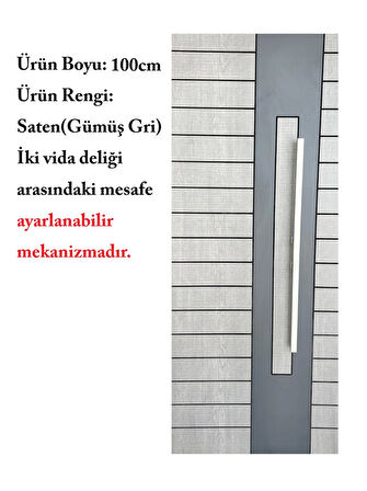 Homdep Çelik Kapı Çekme Tutma Kolu Kare Model Renk: Saten ( Gümüş Gri ) 100cm