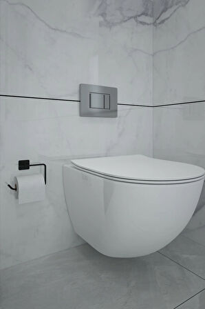 Yapışkanlı Siyah Kare Açık Tuvalet Kağıtlık Wc Kağıtlık