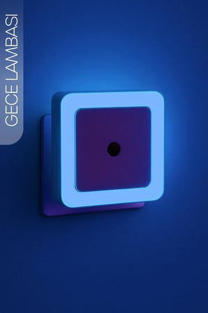Kare Otomatik Gece Lambası Işığa Duyarlı Karanlık LDR Sensörlü Koridor Mavi GC02