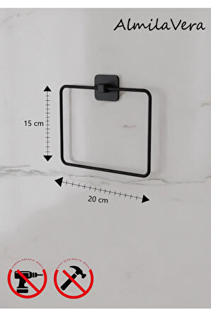 Siyah Yapışkanlı Kare Havlu Askısı Kare Havluluk