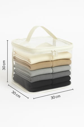 Şeffaf Kapaklı Hurç – 28x32x15 cm Orta Boy Dolap İçi Kıyafet ve Havlu Düzenleyici