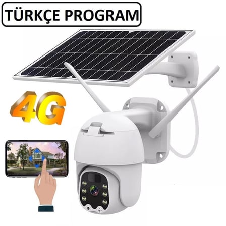 Kartlı 4G Ptz 360 Hareketli Solar Güneş Enerjili Kamera Türkçe Program Son Sürüm