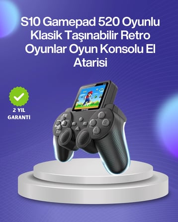 500 Oyunlu Nostaljik El Tipi Oyun Konsolu, Taşınabilir Şarjlı Cihaz, Renkli Ekran Tv Destekli