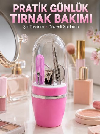 Taşınabilir Manikür Seti Pembe Tırnak Bakım Kişisel Bakım Kiti
