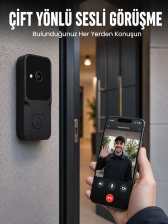 Bağlantılı Akıllı Kapı Zili Telefon Kontrollü Güvenlik Sistemi