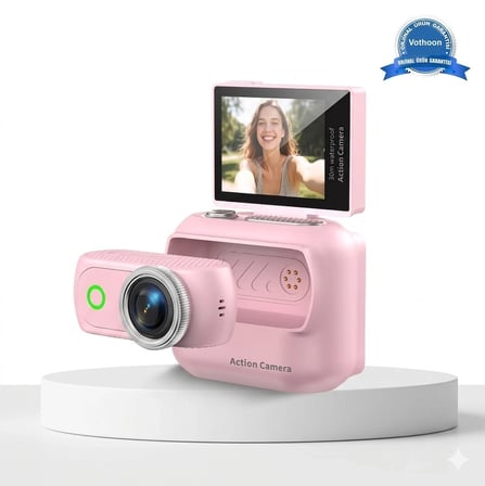 Dijital Video Kamera (32Gb) Kart Dijital Vlog Fotoğraf Makinesi Türkçe Pembe