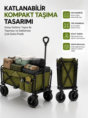 130 Kg Taşıma Kapasiteli Katlanabilir Wagon Taşıma Arabası