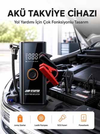 Sos Fenerli Akü Dijital Kompresör Yeni Nesil