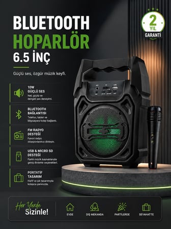 10W Güçlü Ses Performanslı Karaoke Hoparlörü
