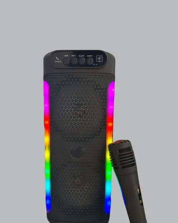 Rgb Işıklı Çift Hoparlörlü Taşınabilir Speaker Mikrofon Yeni Nesil