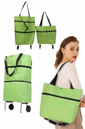 Katlanabilir Tekerlekli Market Çarşı Arabası Market Alışveriş Çantası