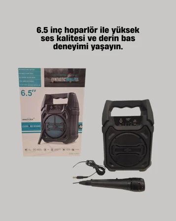 15W Güçlü Ses Çıkışlı Hoparlör Fm Radyo Mikrofon Destekli