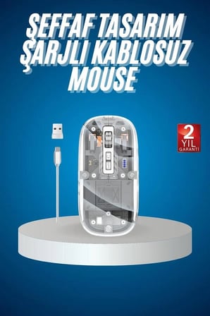 Sessiz Tıklama Çift Modlu Alıcı Şeffaf Mouse