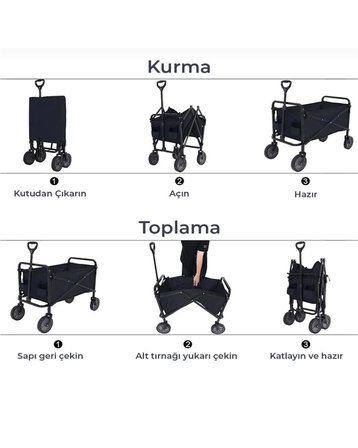 Katlanabilir Taşınabilir Kamp Arabası Plaj Bahçe Eşya Taşıma Vagonu