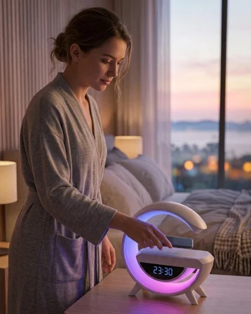Çok Fonksiyonlu Şarjlı Saat Hoparlör Rgb Işık Alarm Özellikli