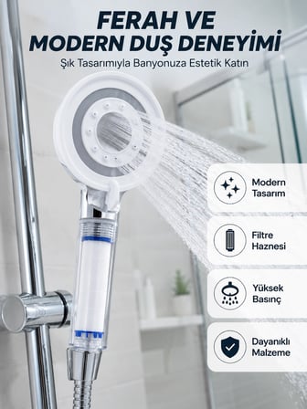 Mineral Taşlı Filtreli Duş Başlığı Güçlü Su Basınçlı Banyo Başlığı
