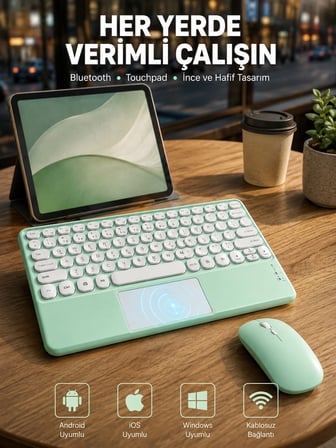 Touchpad Klavye İnce Taşınabilir Q Klavye Yeni Nesil