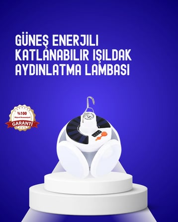 Usb Solar Şarjlı Katlanabilir 5 Taraflı Led Lamba
