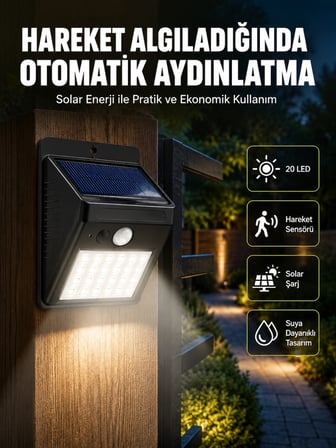Hareket Algılamalı Solar Led Güvenlik Lambası Yeni Nesil