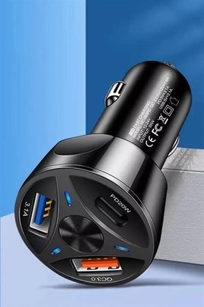 55W 3 Port Usb Araç İçin Telefon 3 Girişli Çakmaklık Adaptör-31A Pd Qc 30
