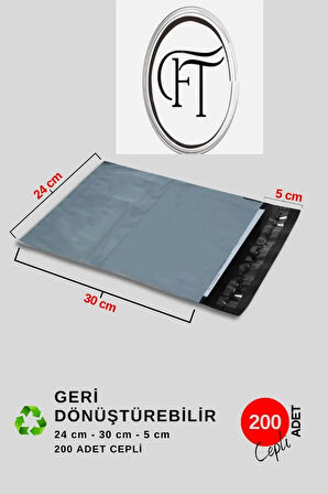 Geri Dönüştürülebilir 24x30x5 cm 100 Adet Cepli Kargo Poşetleri