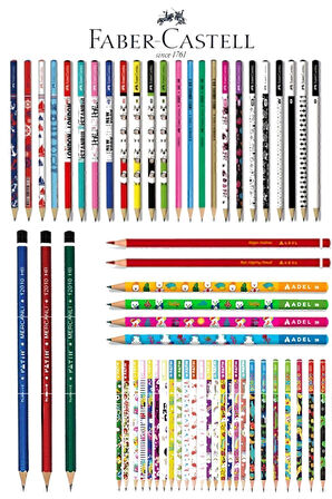 Faber Castell Kaliteli Karışık 12'li Kurşun Kalem Faber+adel+bic+fatih karisik