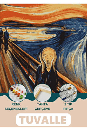 Çığlık Tablosu Sayılarla Boyama Seti, Hobi Seti, 40x50 Tablo, Fırça Boya Asma Aparatı Dahil, Hassas