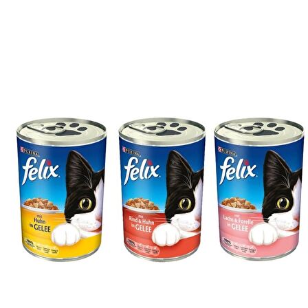 Felix 3 Çeşit Karışık Konsevre  Yetişkin Maması 24 x 400 G