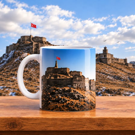 Kars Kalesi Temalı 300 ml Porselen Kupa Kars Hatırası Hediyelik Bardak