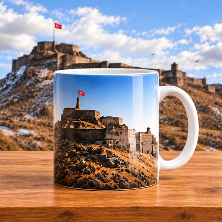 Kars Kalesi Temalı 300 ml Porselen Kupa Kars Hatırası Hediyelik Bardak