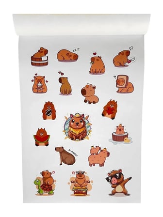 Karışık Sticker Defter (2 SAYFA CAPYBARA KAPİBARA)