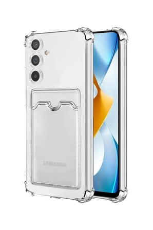 Galaxy A34 Kamera Köşe Korumalı Darbe Emici Silikon Şeffaf Kartlıklı Telefon Kılıfı Kapak