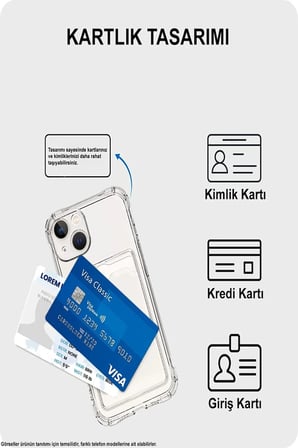 Galaxy A34 Kamera Köşe Korumalı Darbe Emici Silikon Şeffaf Kartlıklı Telefon Kılıfı Kapak