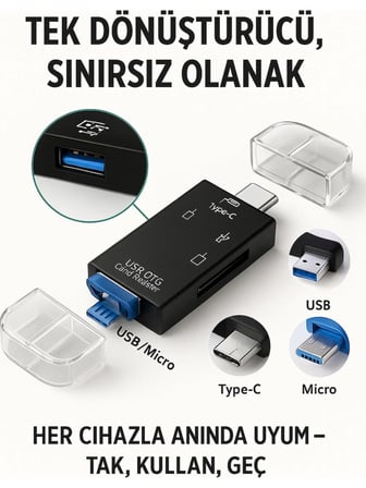  Çok Fonksiyonlu 6 In 1 Otg Kart Okuyucu – Telefon -Tablet Pc Uyumlu