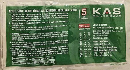 KAS Filtreli Taharet Musluk 1 Adet