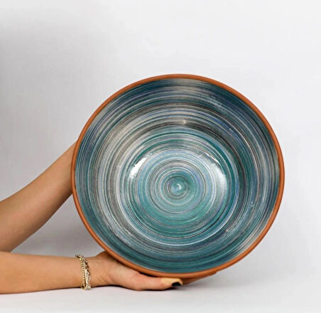  AthStore Ayaklı Sunum Kasesi, Meyve, Sebze, Çips, Şekerlik Kasesi Mozaik Kazıma 20 cm Mavi