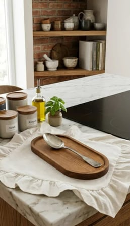 Berina Home Ahşap Tezgah Üstü Kirli Kaşık Altlığı – Ahşap Kirli Kaşıklık & Kepçe Altlığı, (Bambu Kaşıklık / Akasya Kaşıklık Tarzı)