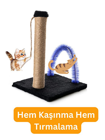 Beylini Kedi Tırmalama Tahtası Kedi Kaşınma Tahtası Peluş Kumaş Silinebilir Demonte 40 cm Yükseklik Siyah