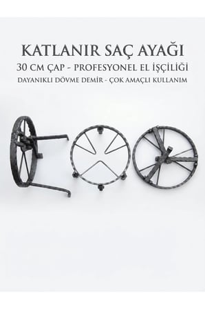 Sac Ayağı Ocak Katlanır 30 x 30 Cm Kalın Demir Dayanıklı