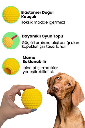 Havhav Sarı Renkli Doğal Kauçuk Mama Saklamalı Köpek Oyun Topu