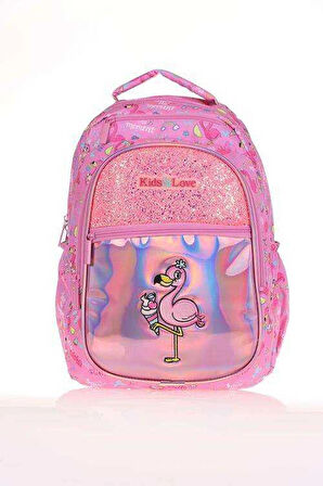 Kaukko Kids Love Sırt Çantası Aynalı Taşlı Flamingo Sırt Çantası L5095