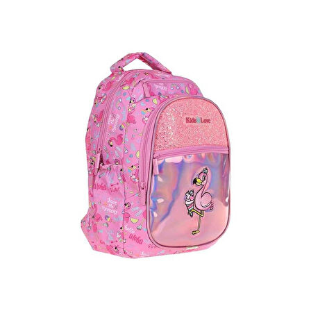 Kaukko Kids Love Sırt Çantası Aynalı Taşlı Flamingo Sırt Çantası L5095