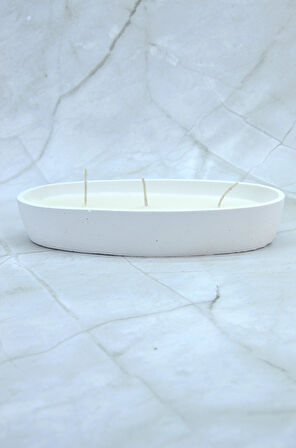 El Yapımı Mermer Desenli Taş Tozu Kase Mum –  Fitilli Vegan Palm Mix Wax, Vanilya Kokulu Dekoratif Büyük Mum