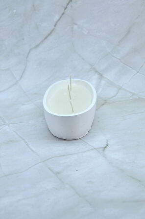 El Yapımı Mermer Desenli Taş Tozu Kase Mum –  Fitilli Vegan Palm Mix Wax, Vanilya Kokulu Dekoratif Büyük Mum