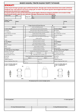 Kaza Tespit Tutanak Seti Kalem Hediyeli Uyumlu