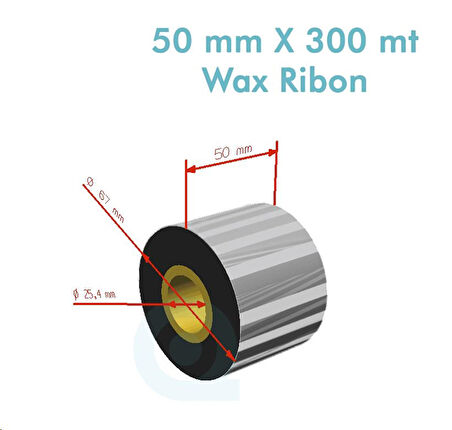 'Ribbon'' WX10FBK (Standart Wax) **50mm x 300m** 1 inç Outside