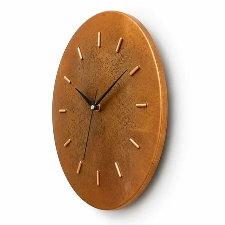 Copper Empire- Minimalist Paslı Bakır Duvar Saati | El Yapımı | 30 cm | Premium Dekor